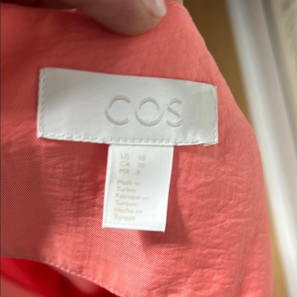 COS Sz 10 Coral Long One Cap Sleeve Back Zip Double Pocket Dress Peach - Picture 8 of 8